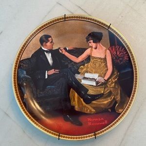 Flirting in The Parlor Norman Rockwell, vintage plate #11996 C